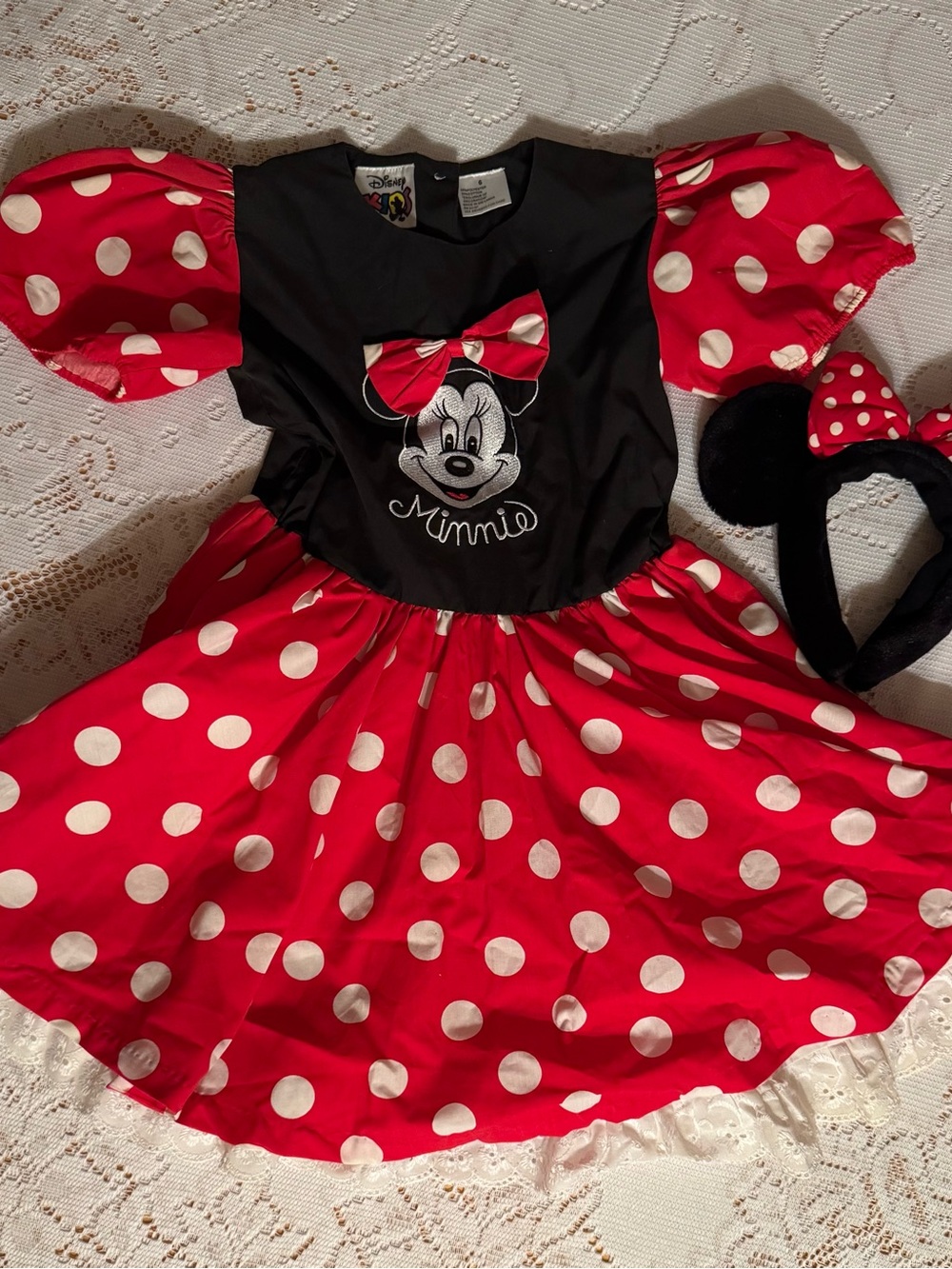 Vintage Disney Minnie Mouse Black & Red Polka Dot Twirl Dress